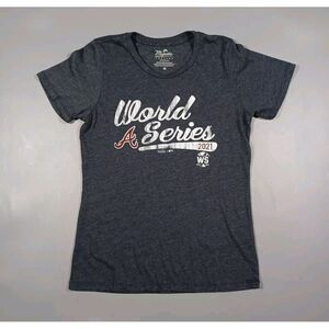 Atlanta Braves Shirt Womens M Blue 2021 World Series Majestic Threads‎